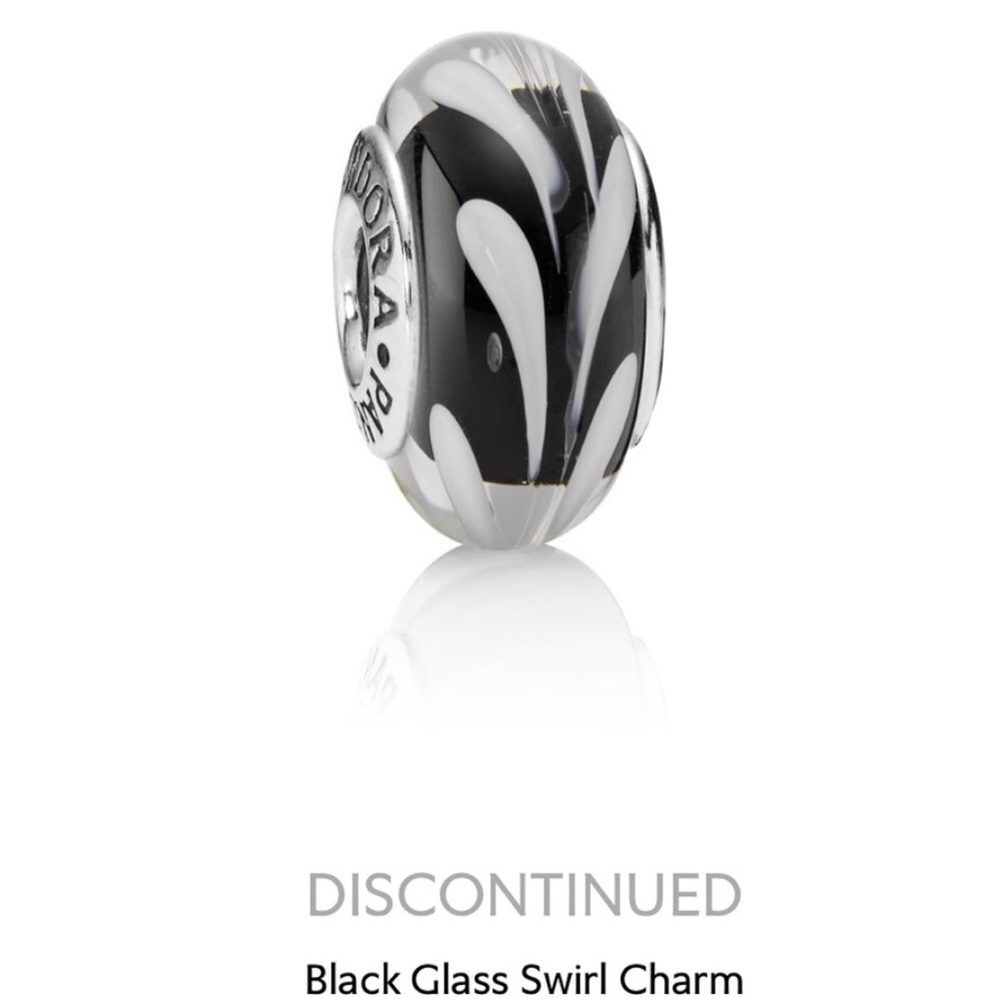 Pandora Black & White Swirl Glass Charm